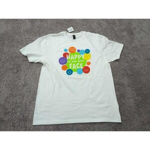 Gildan Making the Grade T Shirt Mens 2XL Smiley Faces Happy To See Your Face NEW